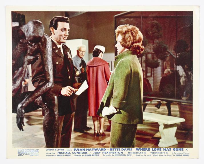 Coloured lobby card for 'Where Love Has Gone', 1964.