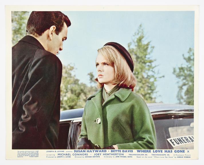 Coloured lobby card for 'Where Love Has Gone', 1964.