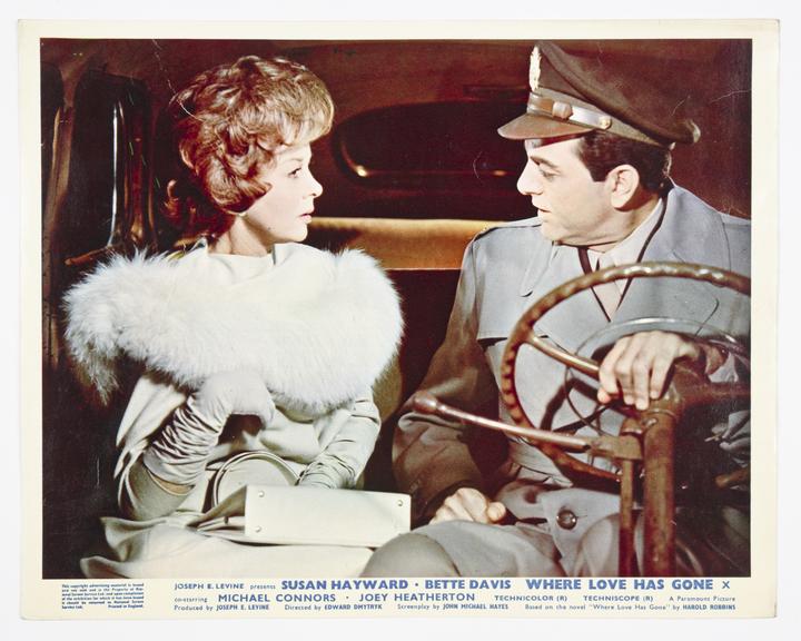 Coloured lobby card for 'Where Love Has Gone', 1964.