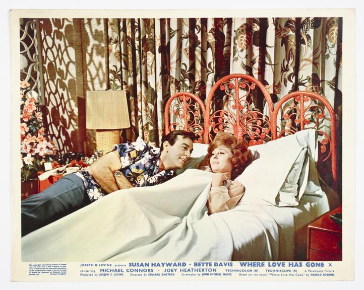 Coloured lobby card for 'Where Love Has Gone', 1964.