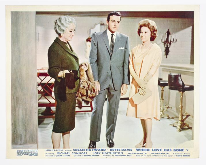 Coloured lobby card for 'Where Love Has Gone', 1964.