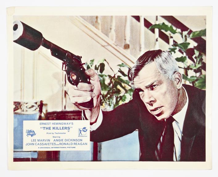 Coloured lobby card for 'The Killers', 1964.