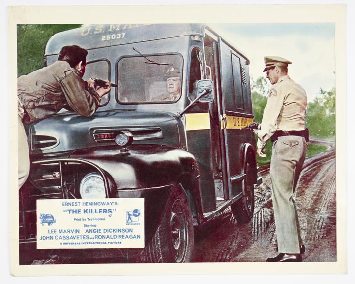 Coloured lobby card for 'The Killers', 1964.