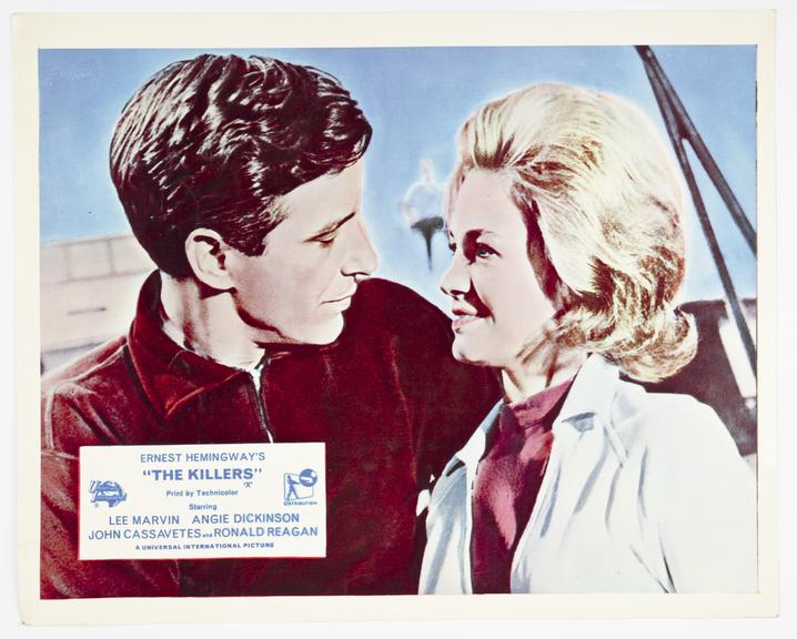 Coloured lobby card for 'The Killers', 1964.