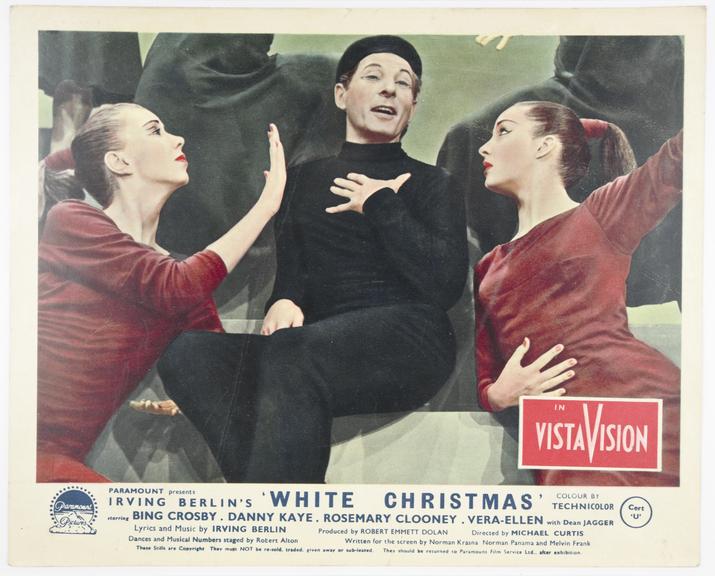 Coloured lobby card for 'White Christmas', 1954.