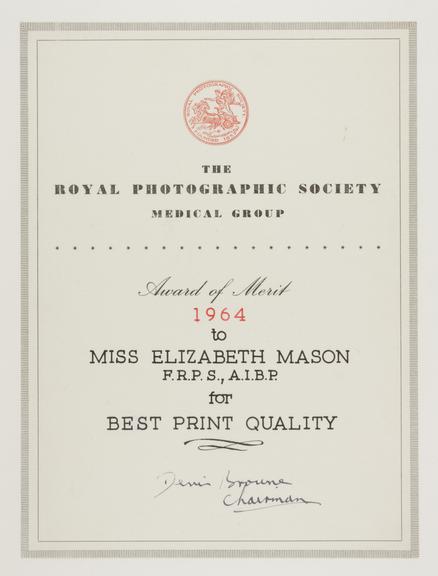 Royal Photographic Society Medical Group award of merit awarded