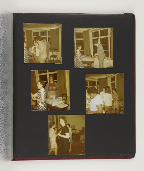 A scrapbook page with 5 colour photographs of a hosptial staff