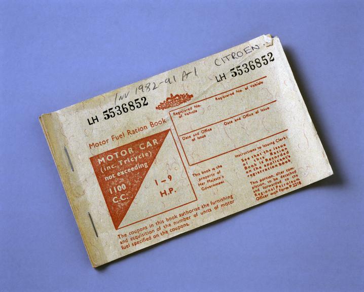 Motor fuel ration book (Serial no. LH 5536852)