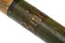 Long green painted wooden staff decorated with gold bands and