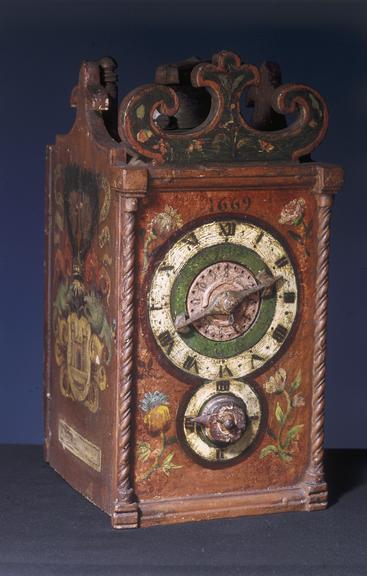 Wooden clock, with foliot type escapement, Germany