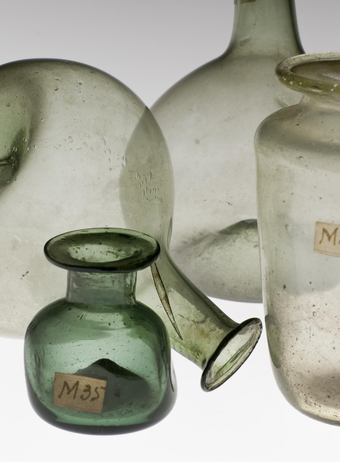 Alchemical green glass flask 4