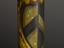 Long green painted wooden staff decorated with painted coat of