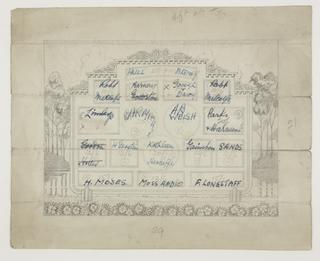 Sketch for cinema advertising screen featuring ornate decoration
