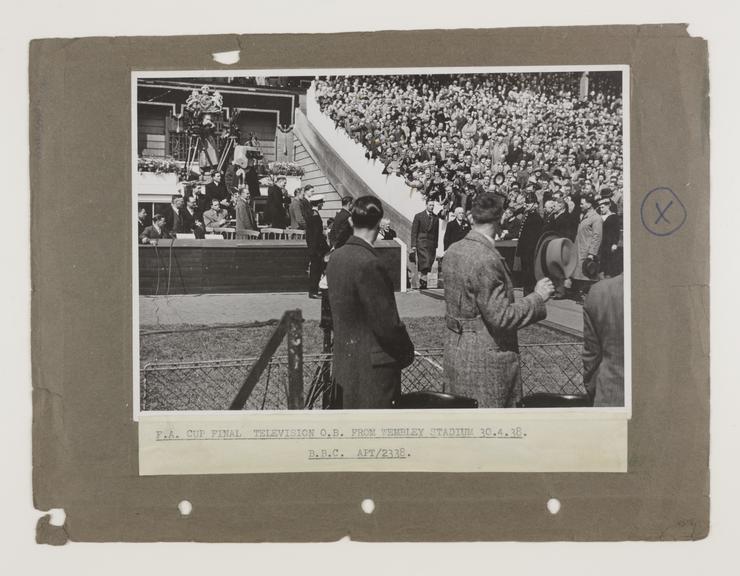 Photograph showing an Outside Broadcast from the 1938 FA Cup