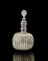 Metal perfume bottle, bulbous body, fluted, cylindrical neck