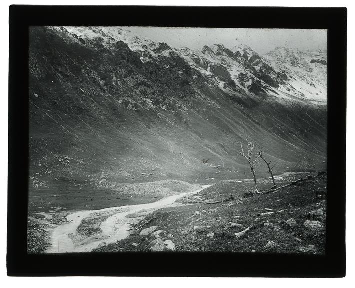 Glass slides of mountainous scenes presumably in Kashmir