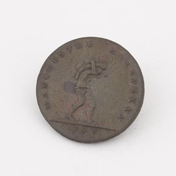 Token, copper, 28mm diameter. Manchester halfpenny, 1793