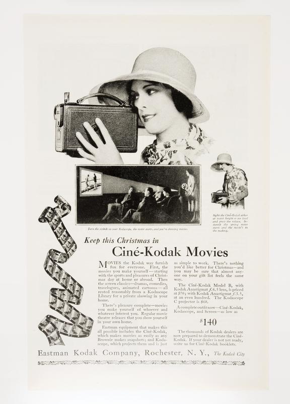 Print advertisment for Cine-Kodak cameras with the tagline