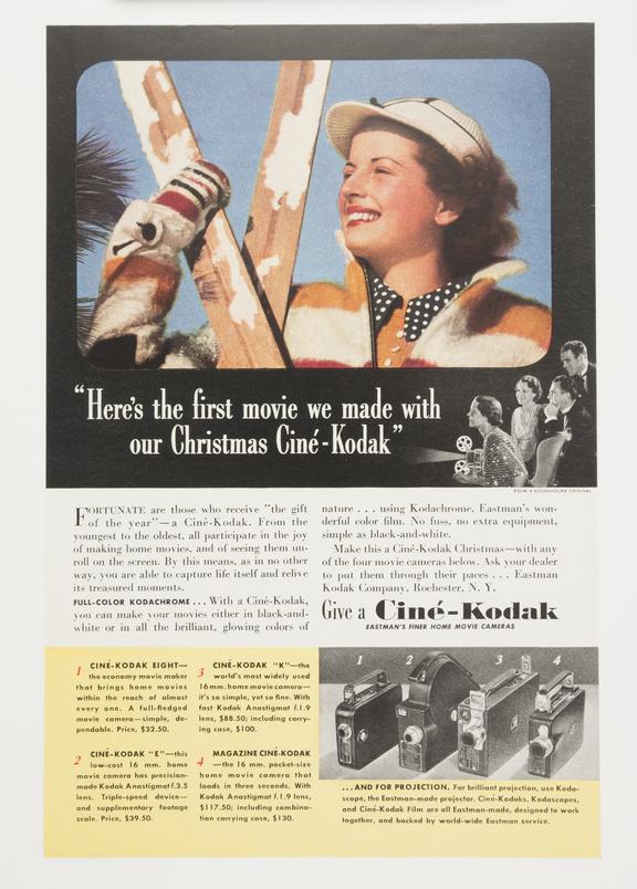 Print advertisement for Cine-Kodak cameras with the tagline