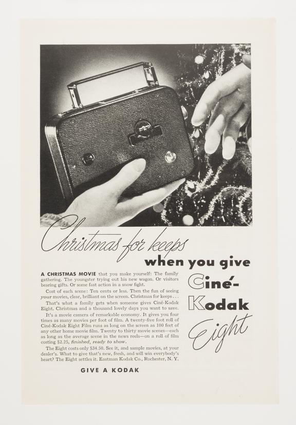 Print advertisement for Cine-Kodak Eight cameras with the