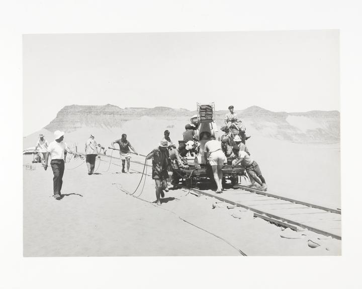 David Lean and crew shooting Peter O'Toole as T E Lawrence on