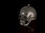 Silver model of a human skull which opens up to show a pocket