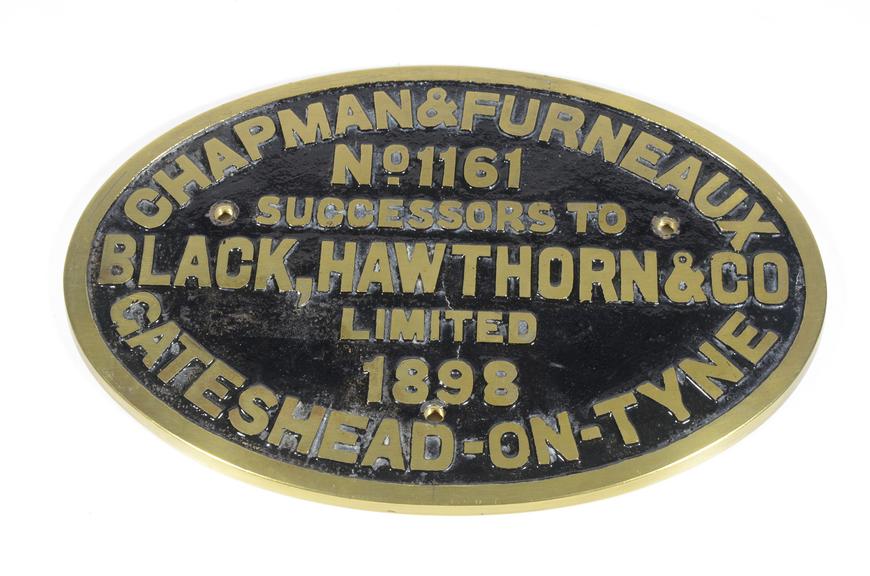 Locomotive worksplate, brass, Chapman & Furneaux No 1161