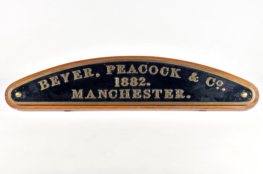 Locomotive worksplate, "Beyer Peacock & Co, 1882