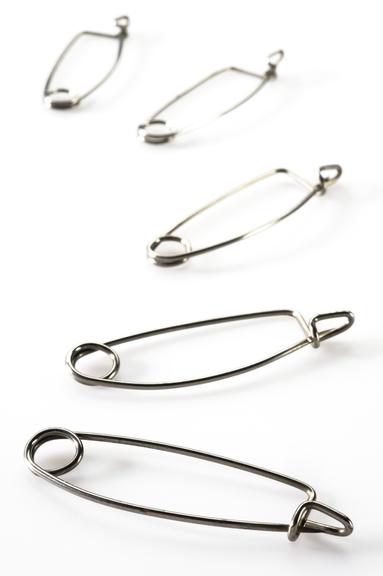 Five steel safety pins, Europe, 1880-1920
