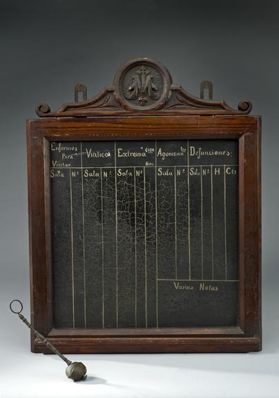 Blackboard and sprinkler from the ward of a Spanish monastic infirmary