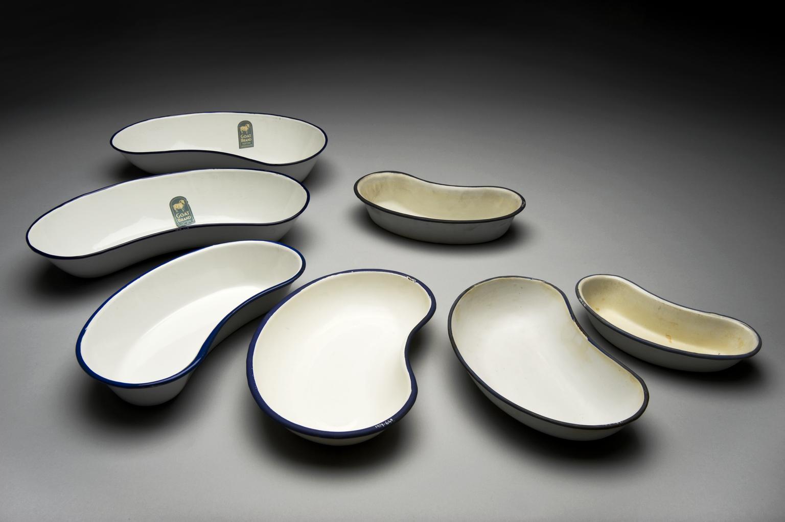 Seven kidney dishes, 1900-1950