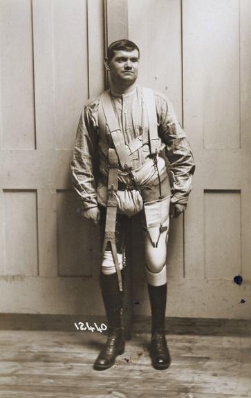 Soldier wearing artificial legs, c1914-1918.