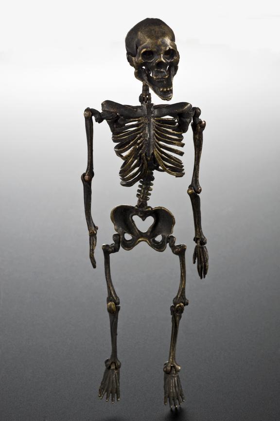 Bronze model of a skeleton, articulated, possibly 18th century