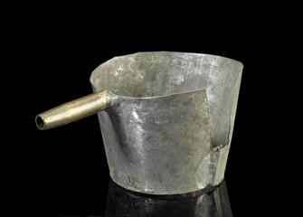 Metal cup adapted for use with a mechanical substitute for the arms