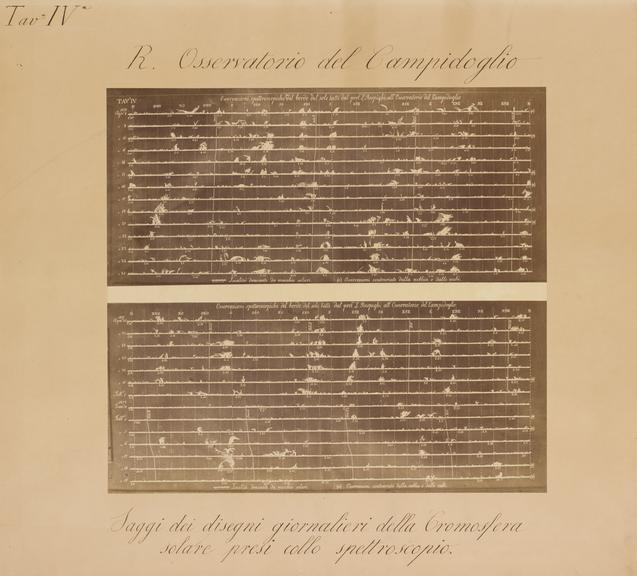 Photograph of Drawing of  Solar Chromosphere (black-and-white prints (photographs); pictorial drawings; Sun; solar  prominences; solar chromosphere)