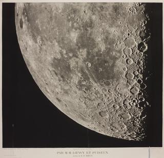 One of seven engraved illustrations of the surface of the moon