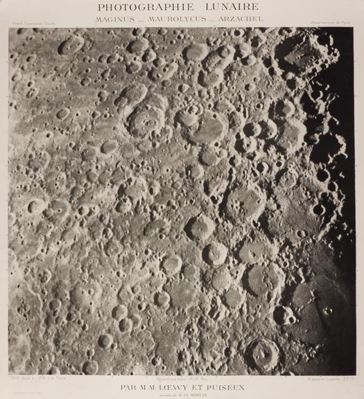 One of seven engraved illustrations of the surface of the moon (maps; lunar maps; Moon)