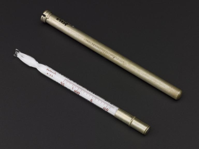 Clinical thermometer in German silver case