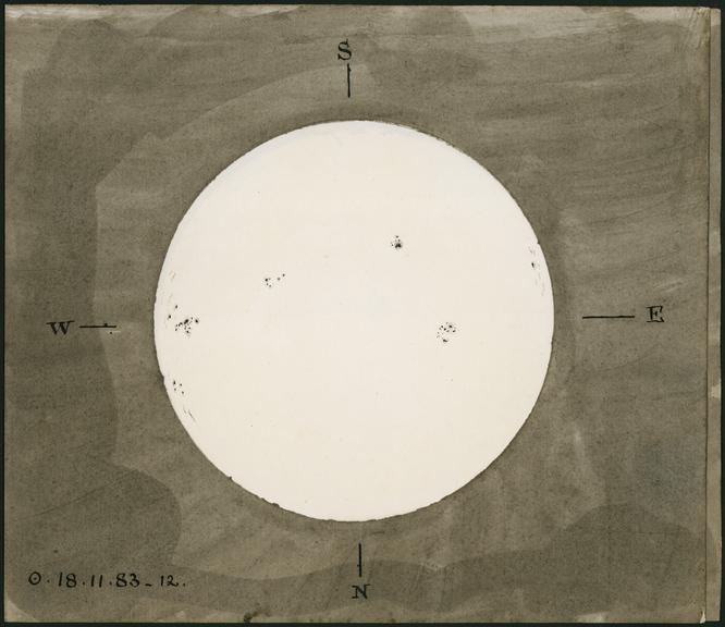 Pale brown/cream observation of the Sun, 18 November 1883 (drawing)