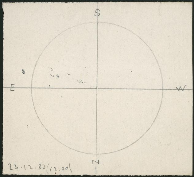 Pale brown/cream observation of the Sun, 16 December 1883