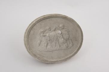Plaster cast, nude children with goat