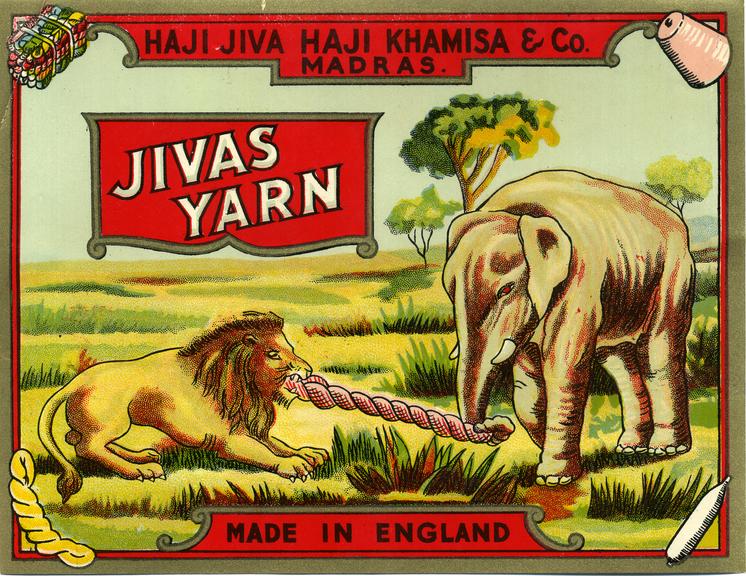 Shipper's ticket depicting an elephant and a lion