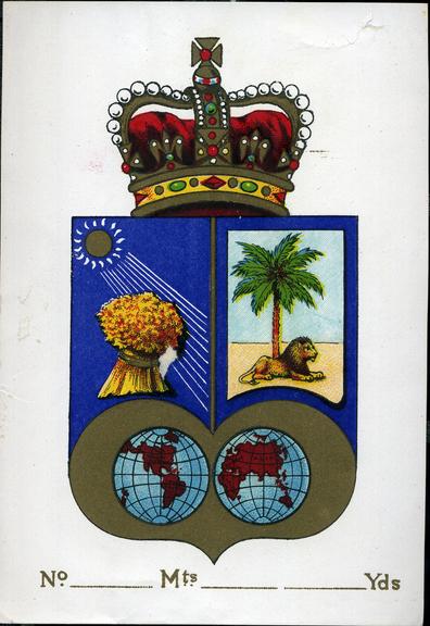 Shipper's ticket depicting a coat of arms