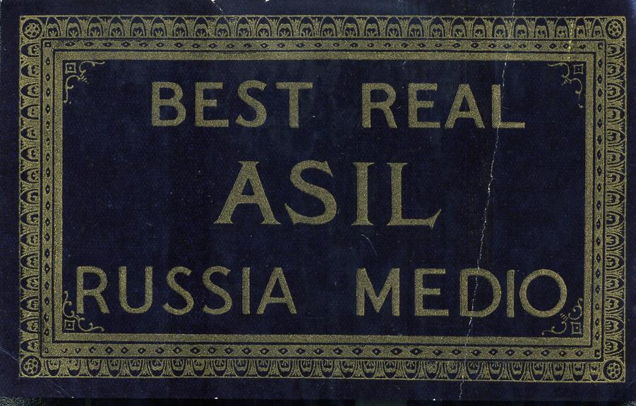 Shipper's ticket reading 'Best Real Asil Russia Medio'