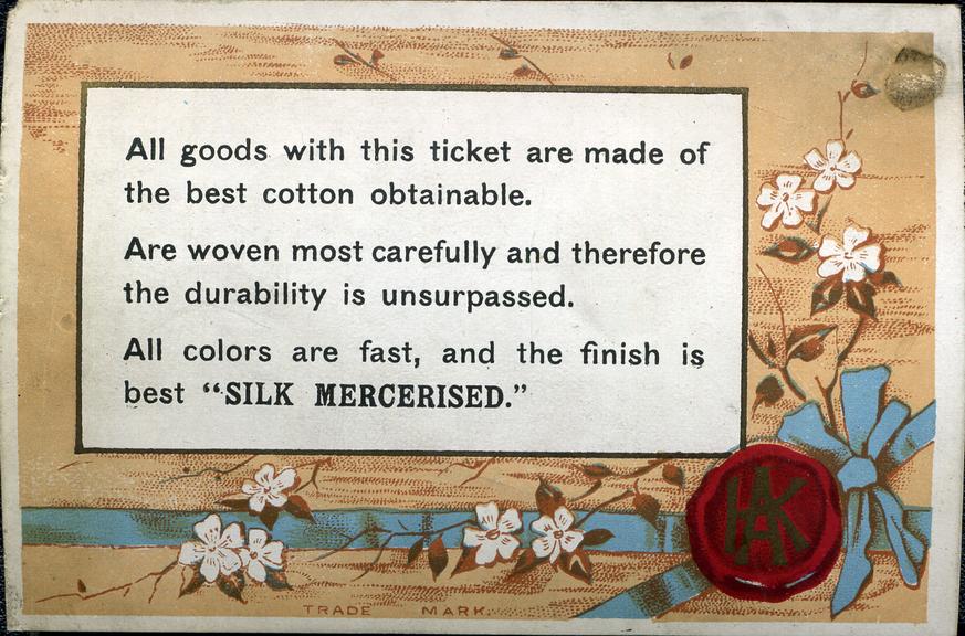 Shipper's ticket depicting ribbon and flowers