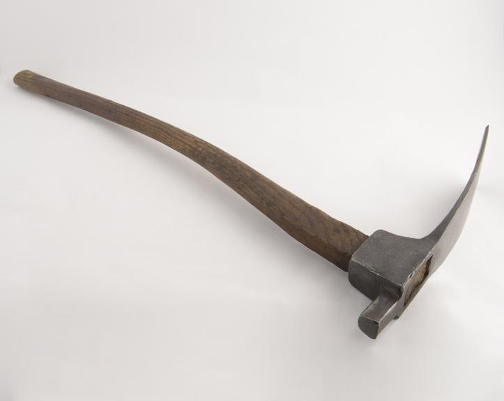 Adze with wooden handle by W. Marple & Son, Sheffield.