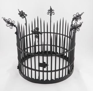 Wrought iron railings, spiked, for fountain