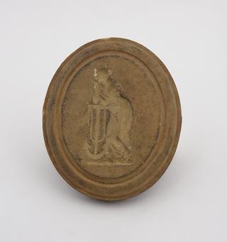 Plaster mould, female figure leaning on anchor
