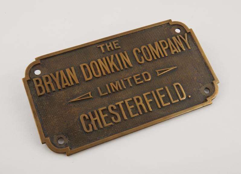 Cast brass nameplate from Booster no