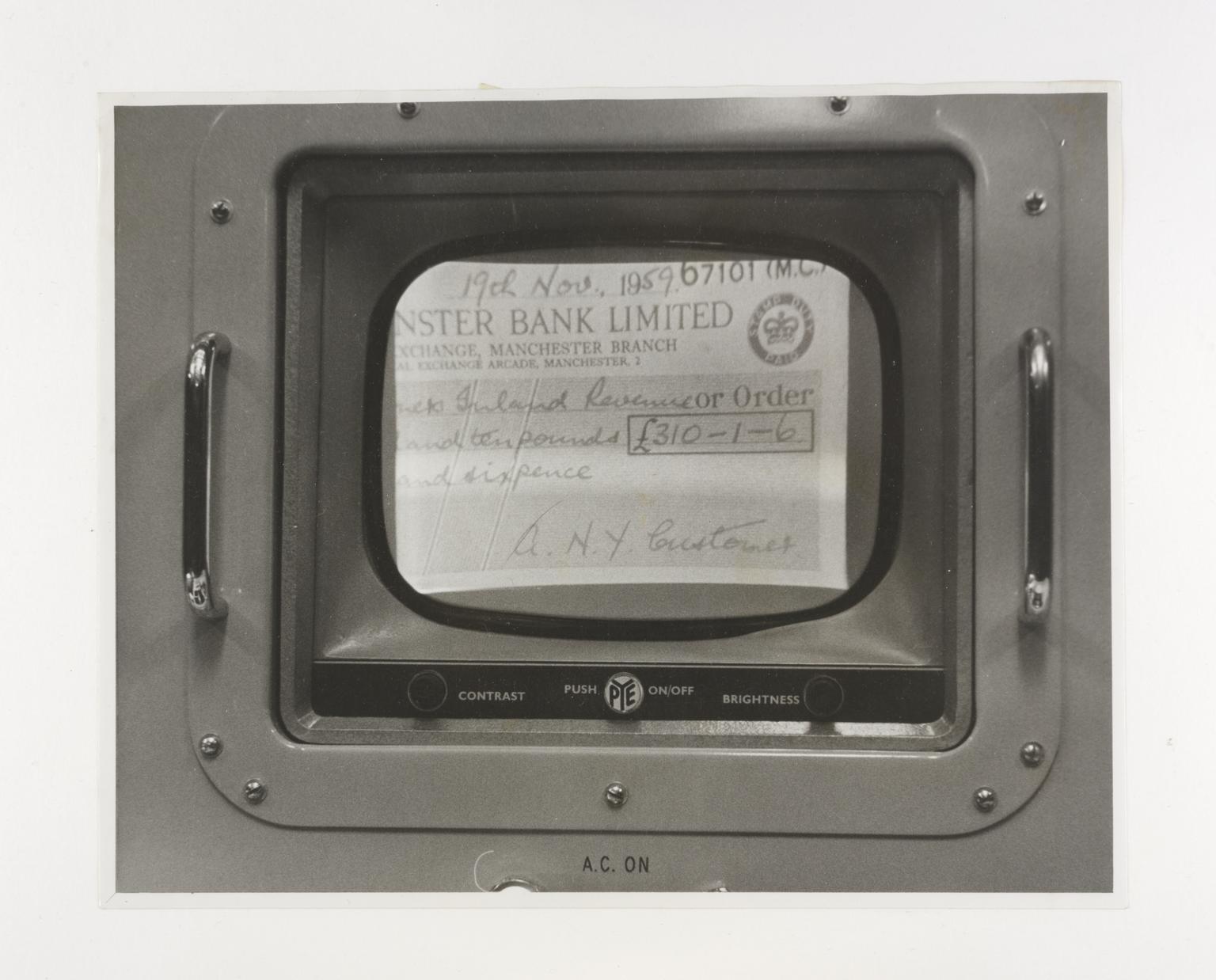 Bank cheque transmission by television | Science Museum Group Collection